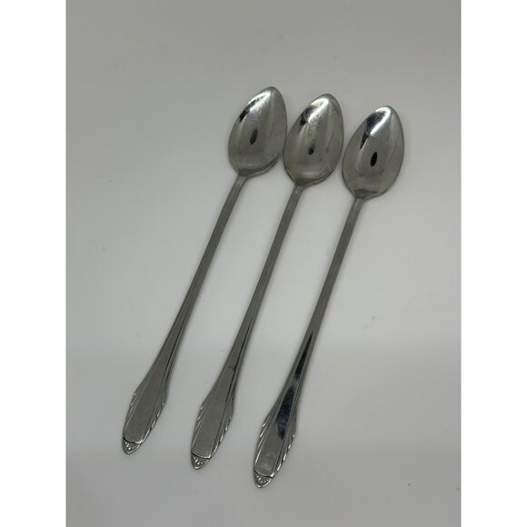 VTG Unknown Brand Set Of 3 Stainless Steel Long Teaspoons for Tea Coffee Kitchen - Picture 3 of 5